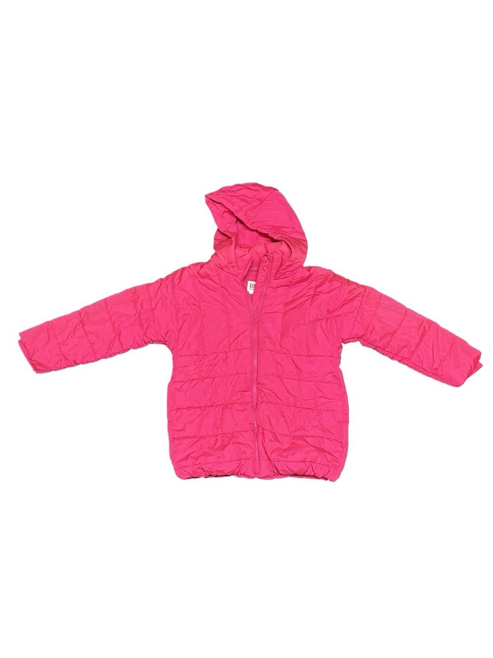 Gap Kids Girls Pink Puffer Jacket Hooded Full Zip Size M Fleece Lined
